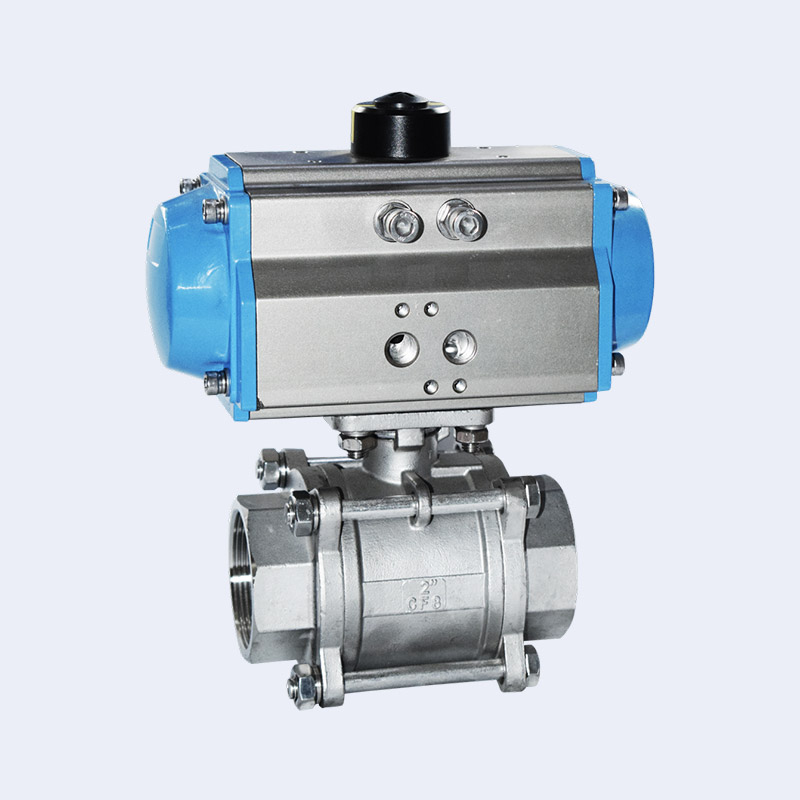 Pneumatic threaded ball valve