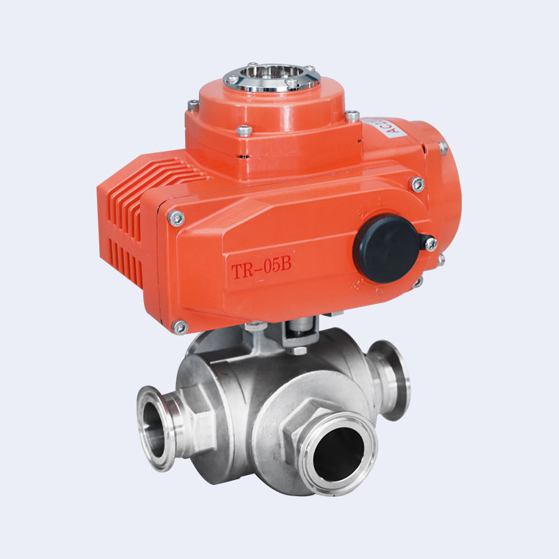 Electric three-way quick installation ball valve