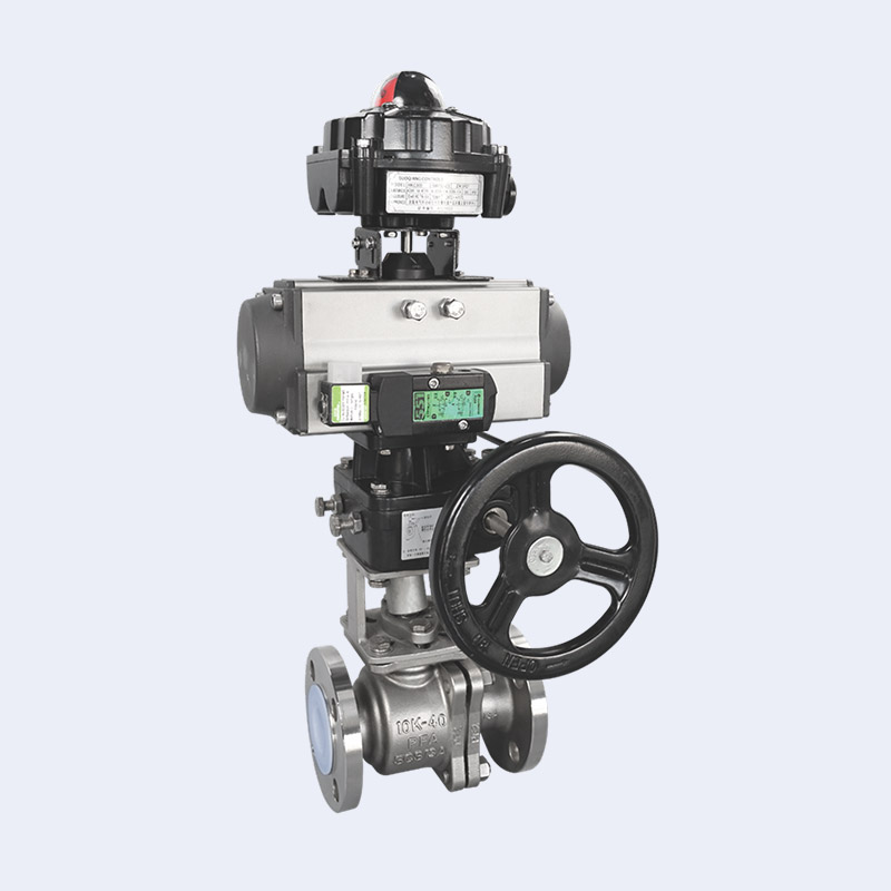 Fluorine lined pneumatic flange ball valve