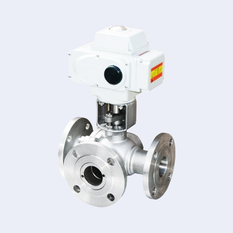 Electric three-way flange ball valve