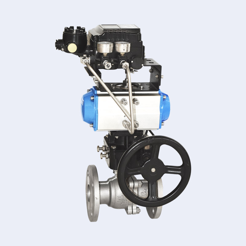 Adjustable pneumatic flange ball valve