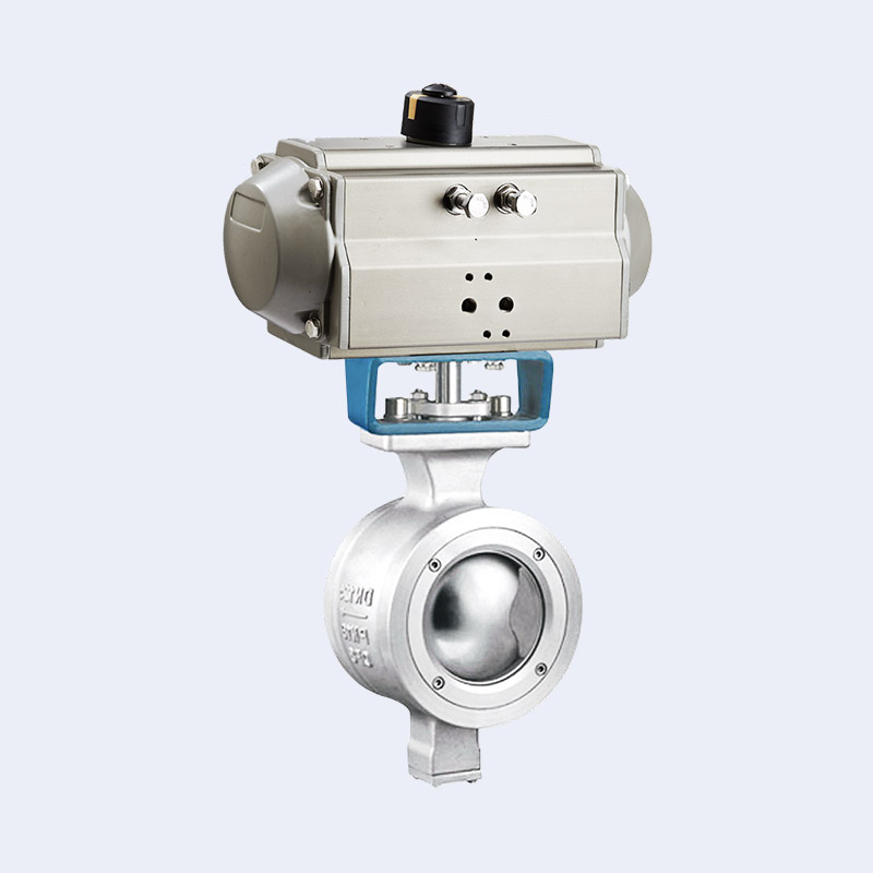 Pneumatic V-shaped cut-off ball valve