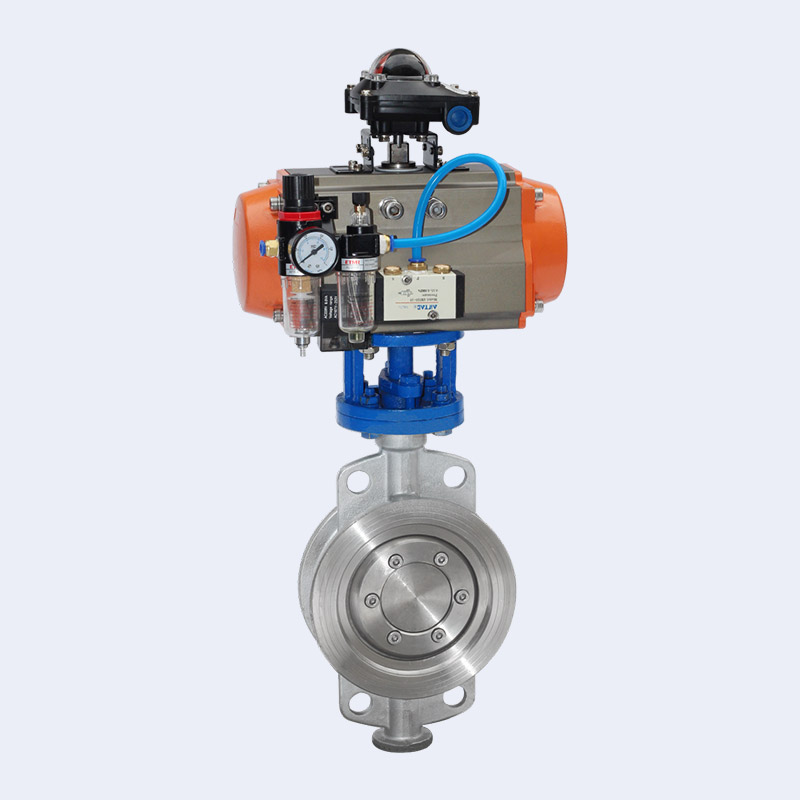 Pneumatic wafer butterfly valve